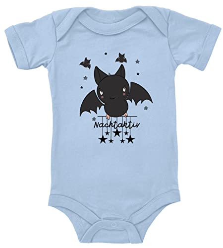 Blauer-Storch Baby Body Nachtaktiv Fledermaus Sterne Geschenk für Kleinkind Kurzarm Bio Baumwolle von Blauer-Storch