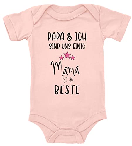 Blauer-Storch Baby Body Papa und Ich sind uns einig Mama ist die Beste Sterne Geschenk für Kleinkind Kurzarm Bio Baumwolle von Blauer-Storch