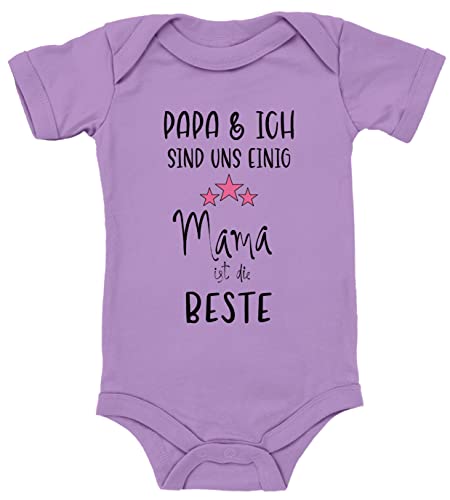 Blauer-Storch Baby Body Papa und Ich sind uns einig Mama ist die Beste Sterne Geschenk für Kleinkind Kurzarm Bio Baumwolle von Blauer-Storch