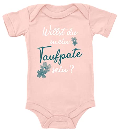 Blauer-Storch Baby Body Willst du mein Taufpate sein Blumen Geschenk Patenonkel Patentante für Kleinkind Kurzarm Bio Baumwolle von Blauer-Storch