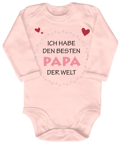 Blauer-Storch Baby Body in Apricot Bester Papa der Welt! Spruch zum Vatertag oder Geburtstag vom Vater für Kleinkind Langarm Bio Baumwolle von Blauer-Storch