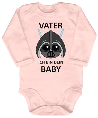 Blauer-Storch Baby Body in Apricot Darth Vader Baby, Ich bin deins Zur Geburt oder Geburtstag für kleine Star Wars Fans für Kleinkind Langarm Bio Baumwolle von Blauer-Storch