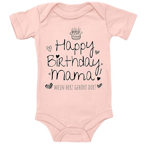 Blauer-Storch Baby Body in Apricot Geburtstags Geschenk für Mama Spruch Geschenk zum Geburtstag der Mutter für Kleinkind Kurzarm Bio Baumwolle von Blauer-Storch