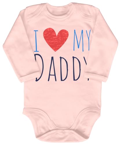 Blauer-Storch Baby Body in Apricot I Love My Daddy Spruch Geschenk zum Geburtstag für den Papa, Vater für Kleinkind Langarm Bio Baumwolle von Blauer-Storch