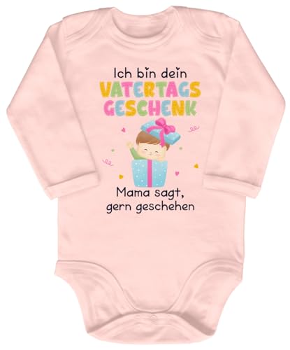 Blauer-Storch Baby Body in Apricot Ich bin dein Vatertagsgeschenk Spruch zum Vatertag, Geschenk für den Vater für Kleinkind Langarm Bio Baumwolle von Blauer-Storch