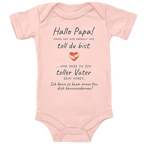 Blauer-Storch Baby Body in Apricot Ich kann es kaum erwarten dich kennenzulernen Papa! Schwangerschaftsankündigung Überraschung an den Vater für Kleinkind Kurzarm Bio Baumwolle von Blauer-Storch
