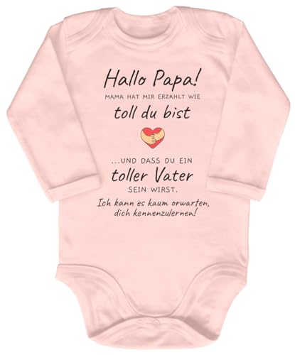 Blauer-Storch Baby Body in Apricot Ich kann es kaum erwarten dich kennenzulernen Papa! Schwangerschaftsankündigung Überraschung an den Vater für Kleinkind Langarm Bio Baumwolle von Blauer-Storch