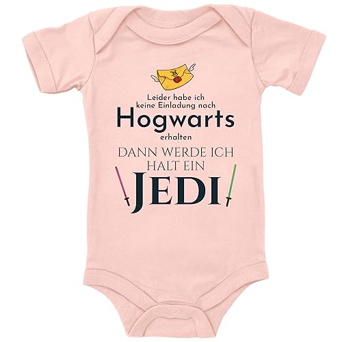 Blauer-Storch Baby Body in Apricot Keine Einladung aus Hogwarts, dann werde ich eben Jedi Spruch Geschenk für kleine Star Wars Fans für Kleinkind Kurzarm Bio Baumwolle von Blauer-Storch