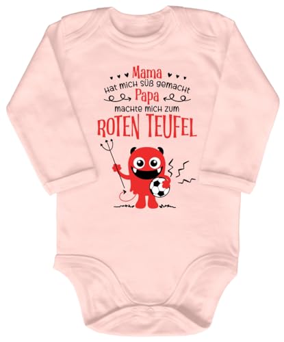 Blauer-Storch Baby Body in Apricot Mama machte mich Süß, Papa zum roten Teufel Geschenk zum Geburtstag 1. FC Kaiserslautern für Kleinkind Langarm Bio Baumwolle von Blauer-Storch