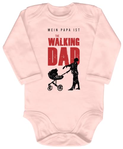 Blauer-Storch Baby Body in Apricot Mein Papa ist The Walking Dad Zombie Spruch Geschenk zur Geburt für Kleinkind Langarm Bio Baumwolle von Blauer-Storch