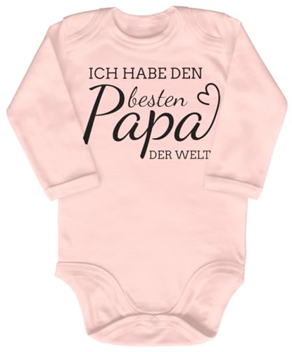 Blauer-Storch Baby Body in Apricot Mein Papa ist der beste Papa der Welt Spruch zum Geburtstag vom Papa, Vatertag für Kleinkind Langarm Bio Baumwolle von Blauer-Storch