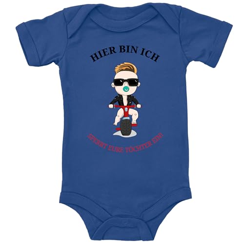 Blauer-Storch Baby Body in Blau Hier bin ich! Sperrt eure Töchter ein! Cooler Biker-Junge Lustiger Spruch zur Geburtfür Kleinkind Kurzarm Bio Baumwolle Blauer-Storch Baby Body in Blau Hier bin ich! Sperrt eure Töchter ein! Cooler Biker-Junge Lustiger Spruch zur Geburtfür Kleinkind Kurzarm Bio Baumwolle von Blauer-Storch