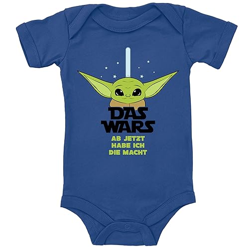 Blauer-Storch Baby Body in Blau Star Wars Joda, Das Wars, ab jetzt habe Ich die Macht Spruch Geschenk zur Geburt zum Geburtstag für Kleinkind Kurzarm Bio Baumwolle von Blauer-Storch