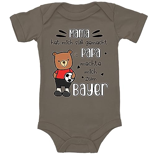 Blauer-Storch Baby Body in Camouflage Mama machte mich süß, Papa mich zum Bayer Geschenk zum Geburtstag für kleinen Bayer Leverkusen Fan für Kleinkind Kurzarm Bio Baumwolle von Blauer-Storch