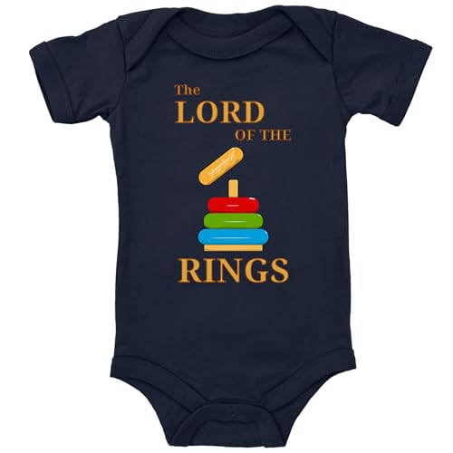 Blauer-Storch Baby Body in Dunkelblau Lord Of The Rings Herr der Ringe Spruch zur Geburt oder Geburtstag für Kleinkind Kurzarm Bio Baumwolle von Blauer-Storch