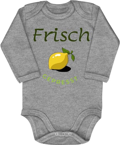 Blauer-Storch Baby Body in Grau meliert Frisch gepresst! Motiv mit Zitrone Lustiger Spruch zur Geburt für Kleinkind Langarm Bio Baumwolle Blauer-Storch Baby Body in Grau meliert Frisch gepresst! Motiv mit Zitrone Lustiger Spruch zur Geburt für Kleinkind Langarm Bio Baumwolle von Blauer-Storch