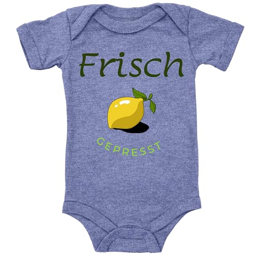 Blauer-Storch Baby Body in Heather Blue Frisch gepresst! Motiv mit Zitrone Lustiger Spruch zur Geburt für Kleinkind Kurzarm Bio Baumwolle Blauer-Storch Baby Body in Heather Blue Frisch gepresst! Motiv mit Zitrone Lustiger Spruch zur Geburt für Kleinkind Kurzarm Bio Baumwolle von Blauer-Storch