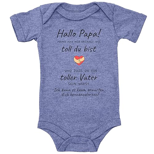 Blauer-Storch Baby Body in Heather Blue Ich kann es kaum erwarten dich kennenzulernen Papa! Schwangerschaftsankündigung Überraschung an den Vater für Kleinkind Kurzarm Bio Baumwolle Blauer-Storch Baby Body in Heather Blue Ich kann es kaum erwarten dich kennenzulernen Papa! Schwangerschaftsankündigung Überraschung an den Vater für Kleinkind Kurzarm Bio Baumwolle von Blauer-Storch