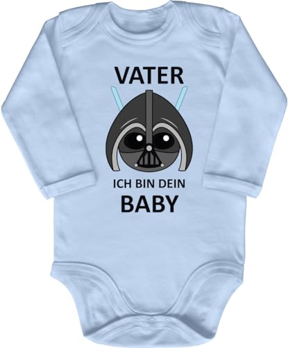 Blauer-Storch Baby Body in Hellblau Darth Vader Baby, Ich bin deins Zur Geburt oder Geburtstag für kleine Star Wars Fans für Kleinkind Langarm Bio Baumwolle von Blauer-Storch