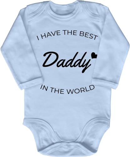 Blauer-Storch Baby Body in Hellblau I have the best Daddy in the World Spruch zum Geburtstag vom Papa, Vatertag für Kleinkind Langarm Bio Baumwolle Blauer-Storch Baby Body in Hellblau I have the best Daddy in the World Spruch zum Geburtstag vom Papa, Vatertag für Kleinkind Langarm Bio Baumwolle von Blauer-Storch