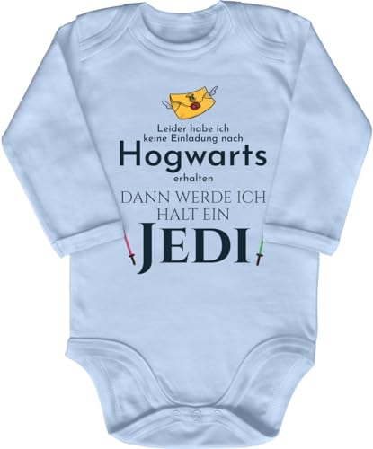 Blauer-Storch Baby Body in Hellblau Keine Einladung aus Hogwarts, dann werde ich eben Jedi Spruch Geschenk für kleine Star Wars Fans für Kleinkind Langarm Bio Baumwolle von Blauer-Storch