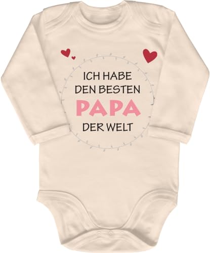 Blauer-Storch Baby Body in Natur Bester Papa der Welt! Spruch zum Vatertag oder Geburtstag vom Vater für Kleinkind Langarm Bio Baumwolle von Blauer-Storch