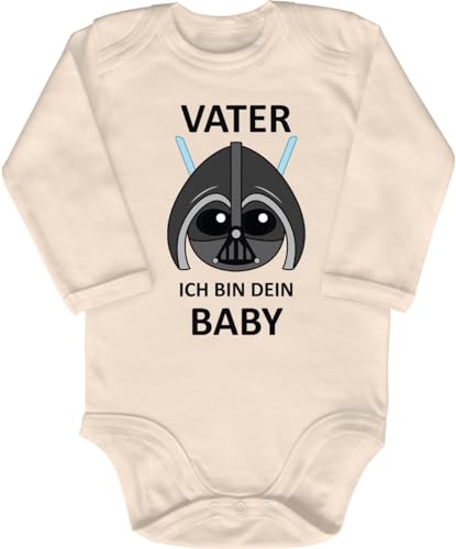 Blauer-Storch Baby Body in Natur Darth Vader Baby, Ich bin deins Zur Geburt oder Geburtstag für kleine Star Wars Fans für Kleinkind Langarm Bio Baumwolle von Blauer-Storch