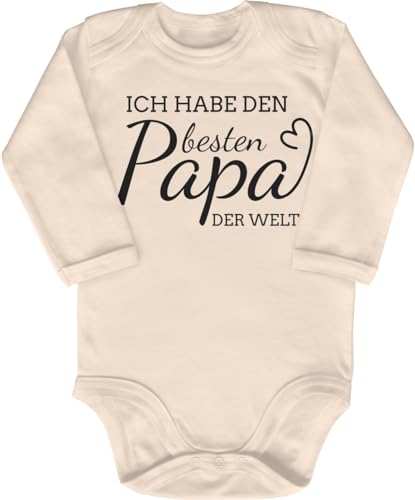 Blauer-Storch Baby Body in Natur Mein Papa ist der beste Papa der Welt Spruch zum Geburtstag vom Papa, Vatertag für Kleinkind Langarm Bio Baumwolle von Blauer-Storch