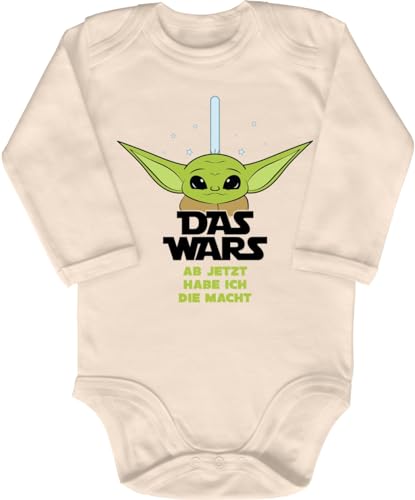 Blauer-Storch Baby Body in Natur Star Wars Joda, Das Wars, ab jetzt habe Ich die Macht Spruch Geschenk zur Geburt zum Geburtstag für Kleinkind Langarm Bio Baumwolle von Blauer-Storch