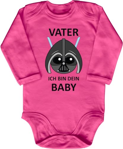 Blauer-Storch Baby Body in Pink Darth Vader Baby, Ich bin deins Zur Geburt oder Geburtstag für kleine Star Wars Fans für Kleinkind Langarm Bio Baumwolle von Blauer-Storch
