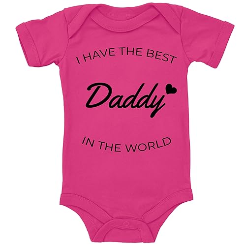 Blauer-Storch Baby Body in Pink I have the best Daddy in the World Spruch zum Geburtstag vom Papa, Vatertag für Kleinkind Kurzarm Bio Baumwolle von Blauer-Storch