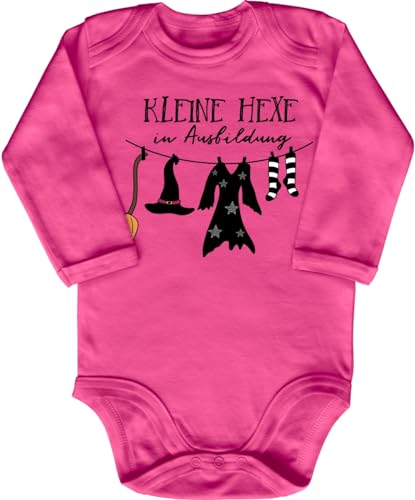 Blauer-Storch Baby Body in Pink Kleine Hexe in Ausbildung Spruch Geschenk zur Geburt zum Geburtstag für Kleinkind Langarm Bio Baumwolle von Blauer-Storch