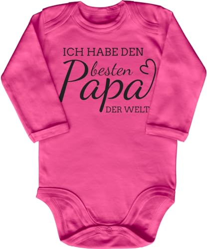 Blauer-Storch Baby Body in Pink Mein Papa ist der beste Papa der Welt Spruch zum Geburtstag vom Papa, Vatertag für Kleinkind Langarm Bio Baumwolle von Blauer-Storch