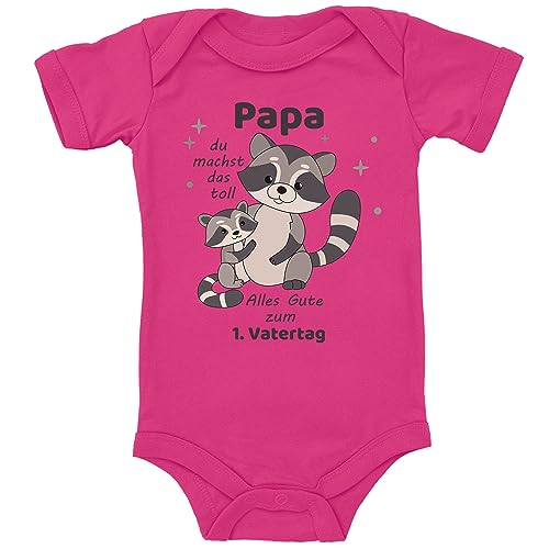 Blauer-Storch Baby Body in Pink Papa du machst das toll, Alles Gute zum ersten Vatertag Spruch zum 1, Vatertag für den Vater für Kleinkind Kurzarm Bio Baumwolle von Blauer-Storch