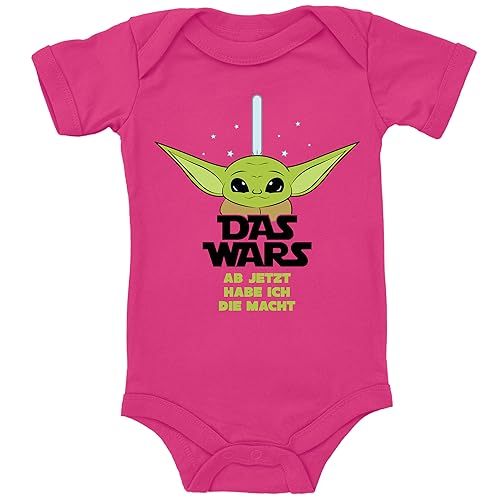 Blauer-Storch Baby Body in Pink Star Wars Joda, Das Wars, ab jetzt habe Ich die Macht Spruch Geschenk zur Geburt zum Geburtstag für Kleinkind Kurzarm Bio Baumwolle von Blauer-Storch