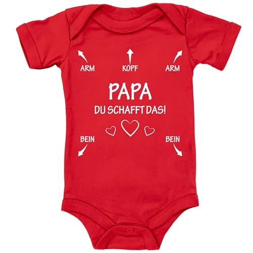 Blauer-Storch Baby Body in Rot Papa du schaffst das Lustiges Geschenk zur Geburt für den Vater für Kleinkind Kurzarm Bio Baumwolle von Blauer-Storch