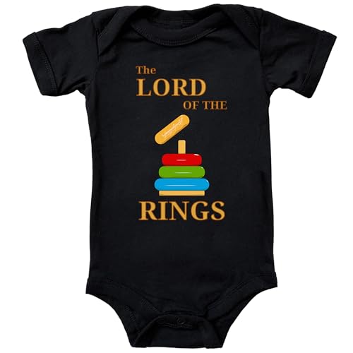 Blauer-Storch Baby Body in Schwarz Lord Of The Rings Herr der Ringe Spruch zur Geburt oder Geburtstag für Kleinkind Kurzarm Bio Baumwolle von Blauer-Storch