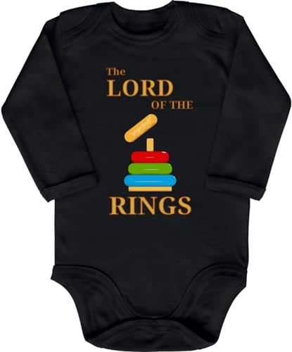 Blauer-Storch Baby Body in Schwarz Lord Of The Rings Herr der Ringe Spruch zur Geburt oder Geburtstag für Kleinkind Langarm Bio Baumwolle von Blauer-Storch