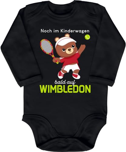 Blauer-Storch Baby Body in Schwarz Noch im Kinderwagen bald auf Wimbledon, Kleiner Teddy mit Tennisschläger Spruch Geschenk zur Geburt zum Geburtstag für Kleinkind Langarm Bio Baumwolle Blauer-Storch Baby Body in Schwarz Noch im Kinderwagen bald auf Wimbledon, Kleiner Teddy mit Tennisschläger Spruch Geschenk zur Geburt zum Geburtstag für Kleinkind Langarm Bio Baumwolle von Blauer-Storch