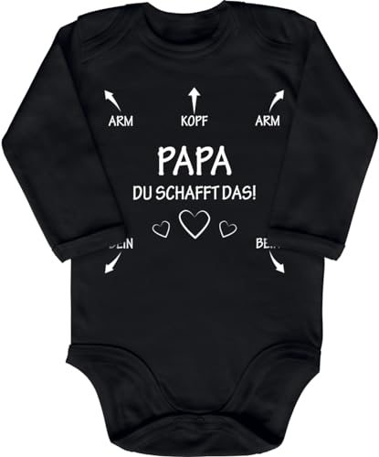 Blauer-Storch Baby Body in Schwarz Papa du schaffst das Lustiges Geschenk zur Geburt für den Vater für Kleinkind Langarm Bio Baumwolle von Blauer-Storch