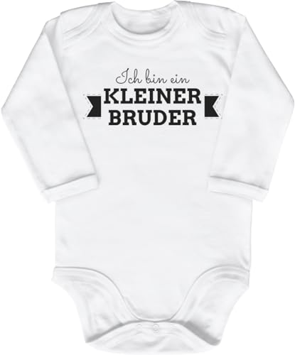 Blauer-Storch Baby Body in Weiß Ich bin ein kleiner Bruder Spruch Geschenk zur Geburt zum Geburtstag für Kleinkind Langarm Bio Baumwolle von Blauer-Storch