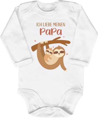 Blauer-Storch Baby Body in Weiß Ich liebe meinen Papa, kuschelnde Faultiere Spruch für Vater und Sohn/Tochter für Kleinkind Langarm Bio Baumwolle von Blauer-Storch