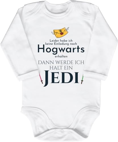 Blauer-Storch Baby Body in Weiß Keine Einladung aus Hogwarts, dann werde ich eben Jedi Spruch Geschenk für kleine Star Wars Fans für Kleinkind Langarm Bio Baumwolle von Blauer-Storch