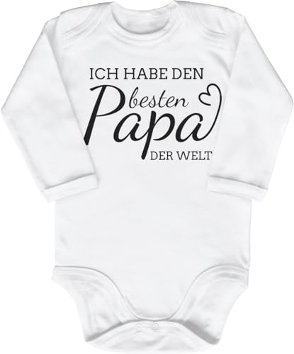 Blauer-Storch Baby Body in Weiß Mein Papa ist der beste Papa der Welt Spruch zum Geburtstag vom Papa, Vatertag für Kleinkind Langarm Bio Baumwolle von Blauer-Storch