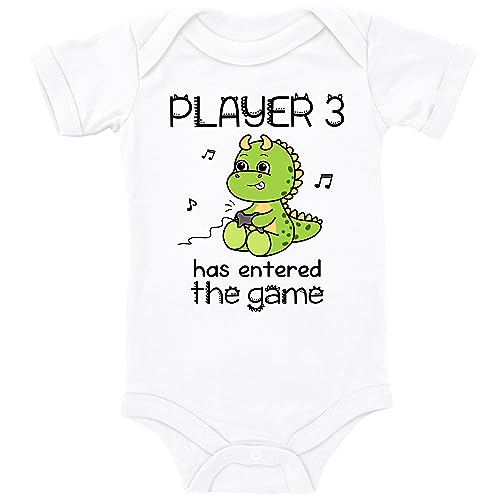 Blauer-Storch Baby Body in Weiß Player 3 has entered the Game Spruch Geschenk zur Geburt für Gamer Kind für Kleinkind Kurzarm Bio Baumwolle von Blauer-Storch