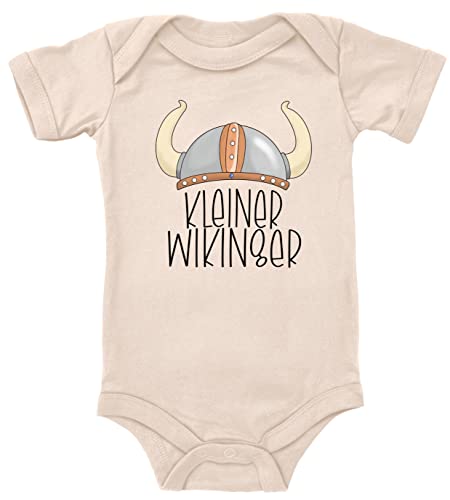 Blauer-Storch Baby Body kleiner Wikinger Helm Wikingerhelm Nordisch Geschenk für Kleinkind Kurzarm Bio Baumwolle von Blauer-Storch