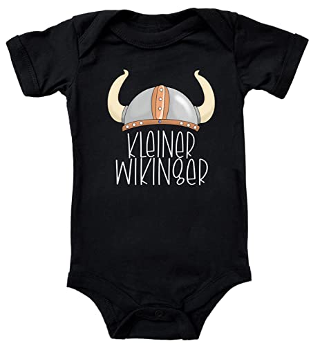 Blauer-Storch Baby Body kleiner Wikinger Helm Wikingerhelm Nordisch Geschenk für Kleinkind Kurzarm Bio Baumwolle von Blauer-Storch