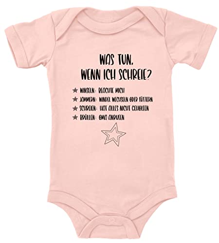 Blauer-Storch Baby Body mit Anleitung Was tun wenn ich schreie Geschenk für Kleinkind Kurzarm Bio Baumwolle von Blauer-Storch