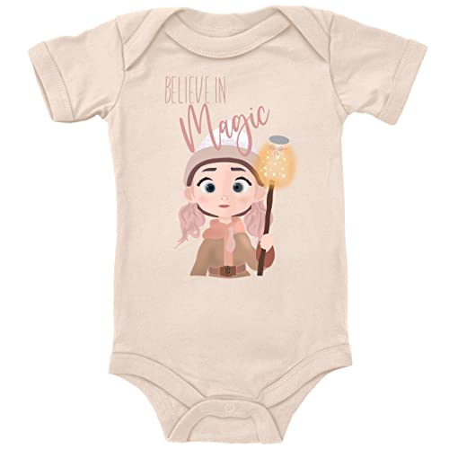 Blauer-Storch Baby Body mit Druck Believe in Magic, magische kleine Zauberin Geschenk für Kleinkind Kurzarm Bio Baumwolle von Blauer-Storch