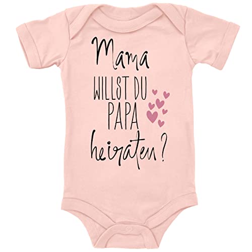 Blauer-Storch Baby Body mit Druck Mama, willst du Papa heiraten? Hochzeitsantrag Geschenk für Kleinkind Kurzarm Bio Baumwolle von Blauer-Storch